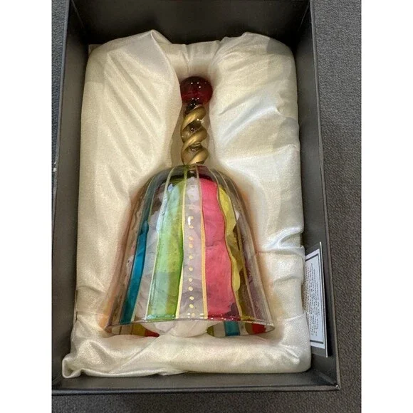 Festive Stripes Glass Bell - Pier 1 Imports - Picture 6 of 7